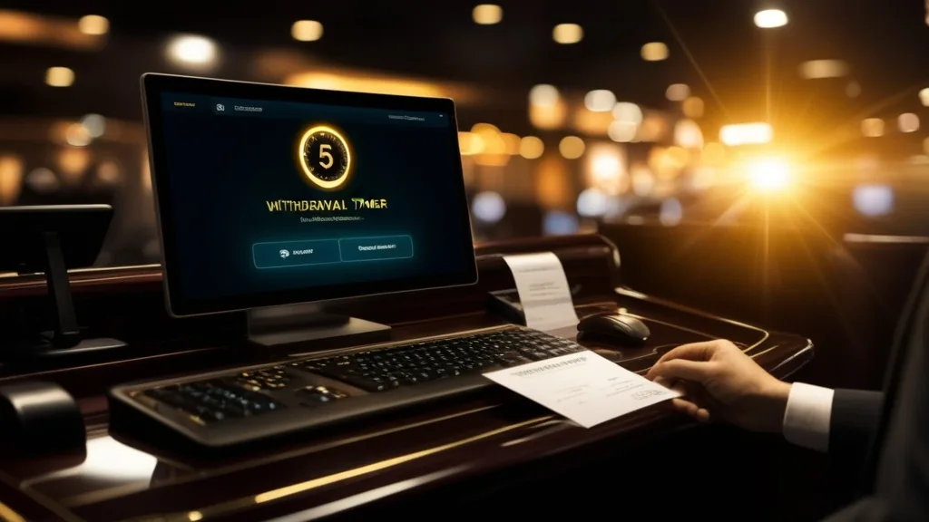 Casino-Auszahlung mit Uhr, freigegebenem Betrag und Bank-Interface