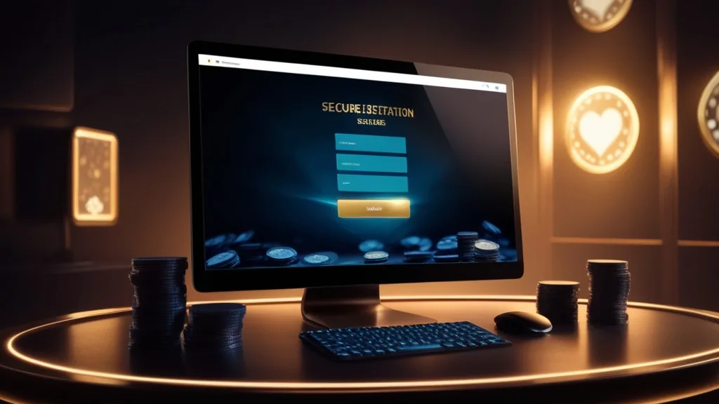 Digitale Registrierungsmaske in dunkler Casino-Atmosphäre